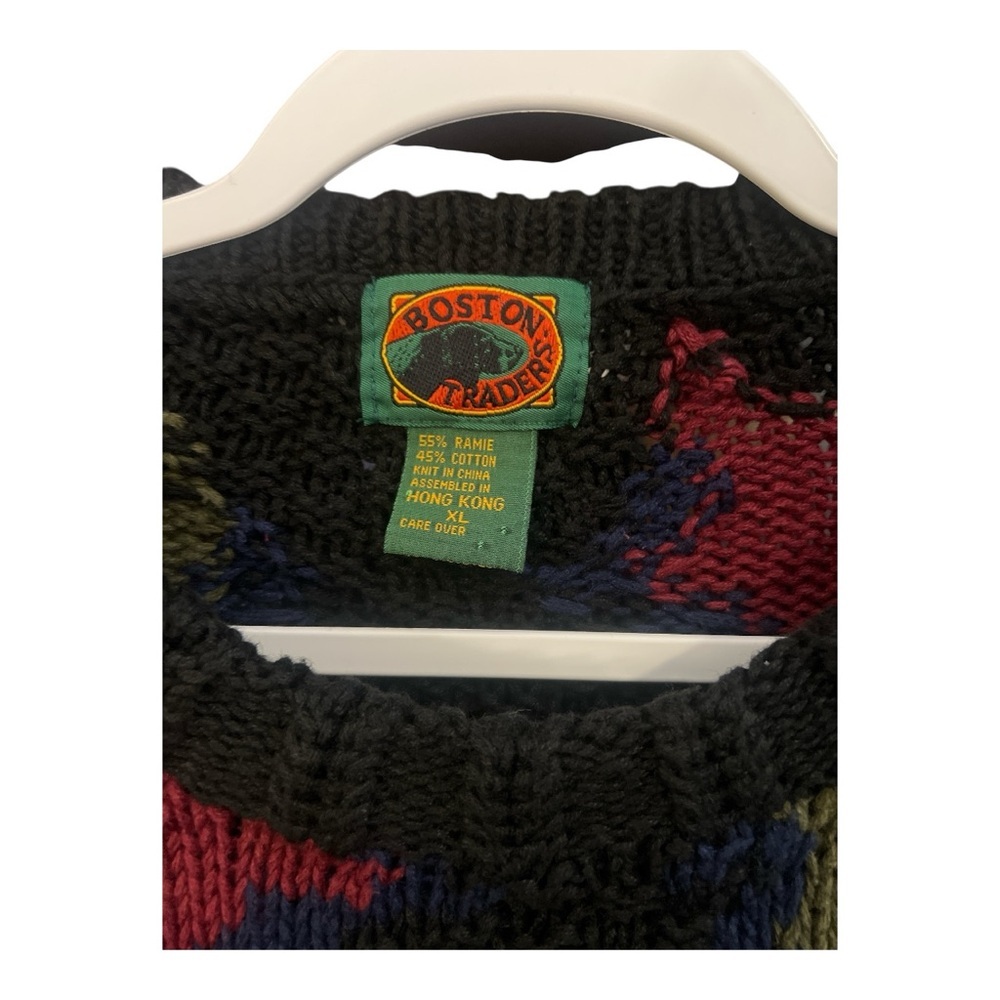 Vintage Boston Traders Fall Leaf Sweater XL Chunky Knit 90s Grandpa Pullover RD1 - Picture 3 of 5